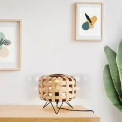 Luminaires Rustiques-Luminaires Brilliant Lampe de table Brilliant Woodline Noir, 1 lumière