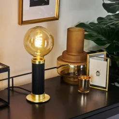 Lampes Vintages & Rétros-hofstein Lampe de table Caledonia Laiton, Noir, 1 lumière