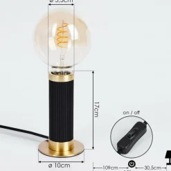 Lampes Vintages & Rétros-hofstein Lampe de table Caledonia Laiton, Noir, 1 lumière