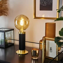 Lampes Vintages & Rétros-hofstein Lampe de table Caledonia Laiton, Noir, 1 lumière