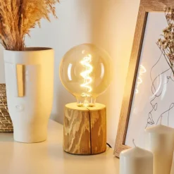 Style Boho-Chic-hofstein Lampe de table Canedo Brun, Noir, 1 lumière