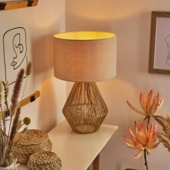 Lampes En Tissu-hofstein Lampe de table Canot Brun, Écru, 1 lumière