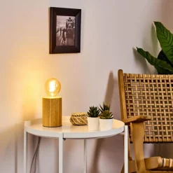 Luminaires Scandinaves-hofstein Lampe de table Castellar Bois clair, 1 lumière