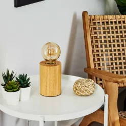 Luminaires Scandinaves-hofstein Lampe de table Castellar Bois clair, 1 lumière