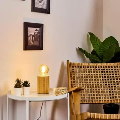 Luminaires Scandinaves-hofstein Lampe de table Castellar Bois clair, 1 lumière