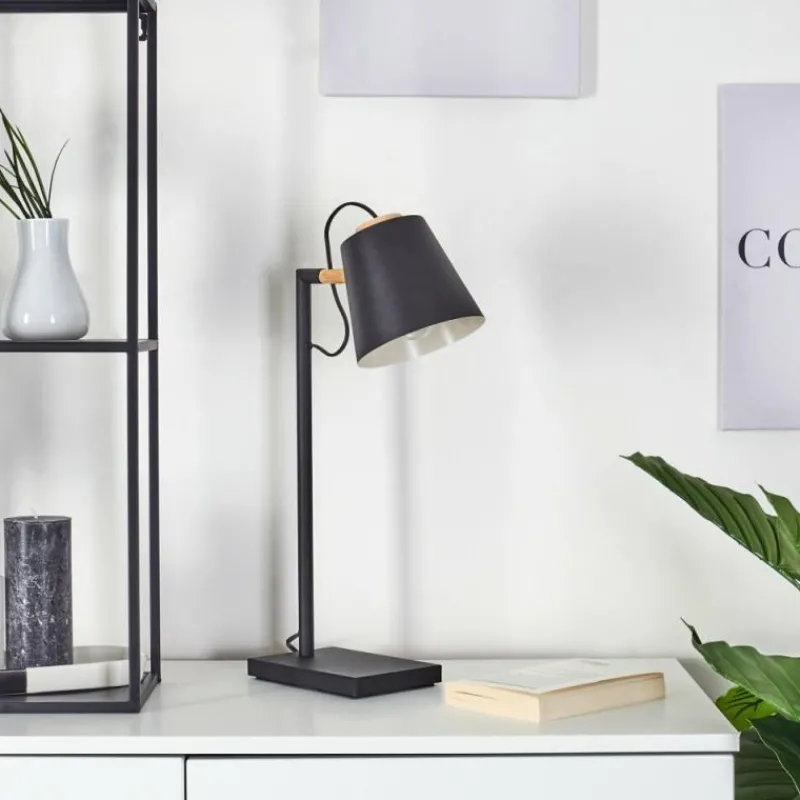 Luminaires Scandinaves-hofstein Lampe de table Cerrizal Écru, Noir, 1 lumière