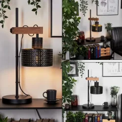 Lampes Dorées-hofstein Lampe de table Chabian Brun, Couleur bois, Noir, 1 lumière