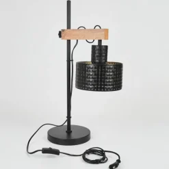 Lampes Dorées-hofstein Lampe de table Chabian Brun, Couleur bois, Noir, 1 lumière