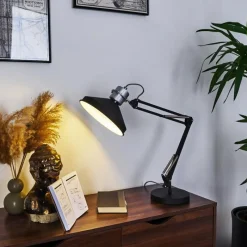 Lampes Industrielles-hofstein Lampe de table Chara Noir, Argenté, 1 lumière