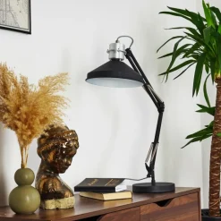 Lampes Industrielles-hofstein Lampe de table Chara Noir, Argenté, 1 lumière