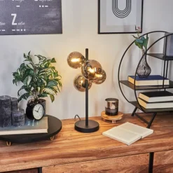 Suspension Verre Fumé-hofstein Lampe de table Chehalis LED Noir, 4 lumières