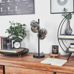 Suspension Verre Fumé-hofstein Lampe de table Chehalis LED Noir, 4 lumières