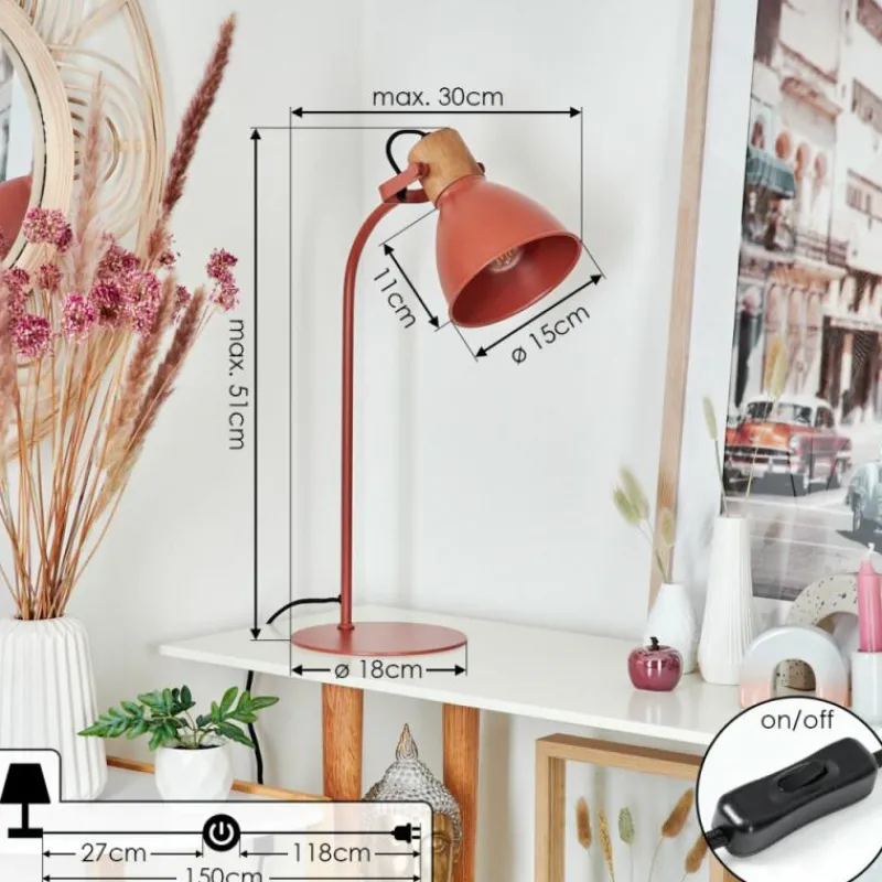 Luminaires Scandinaves-hofstein Lampe de table Chipou Rouge, 1 lumière