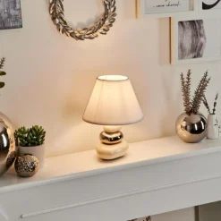 Lampes En Tissu-hofstein Lampe de table Chrouy Beige, Chrome, 1 lumière