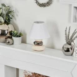 Lampes En Tissu-hofstein Lampe de table Chrouy Beige, Chrome, 1 lumière