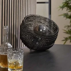 hofstein Lampe de table Coil Brun foncé, Nickel mat, 1 lumière* Lampes À Poser