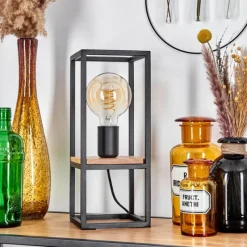 Style Boho-Chic-hofstein Lampe de table Colebrook Écru, Noir, 1 lumière