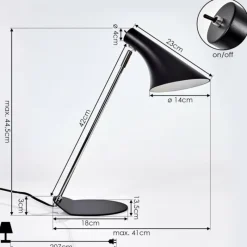 hofstein Lampe de table Corralcay Chrome, Noir, 1 lumière