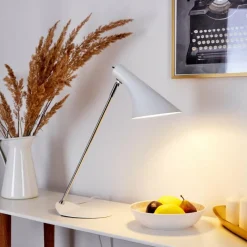 Lampes Industrielles-hofstein Lampe de table Corralcay Chrome, Blanc, 1 lumière