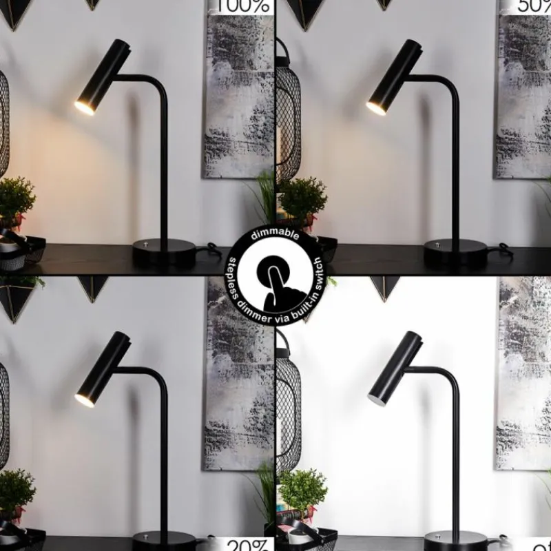 hofstein Lampe de table Dalheim LED Noir, 1 lumière* Éclairage Led