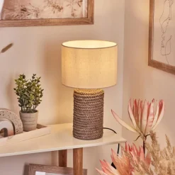 Lampes En Tissu-hofstein Lampe de table Dambrois Brun, Écru, 1 lumière