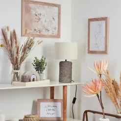 Lampes En Tissu-hofstein Lampe de table Dambrois Brun, Écru, 1 lumière