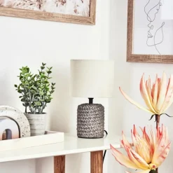 Lampes En Tissu-hofstein Lampe de table Dambrois Brun, Écru, 1 lumière