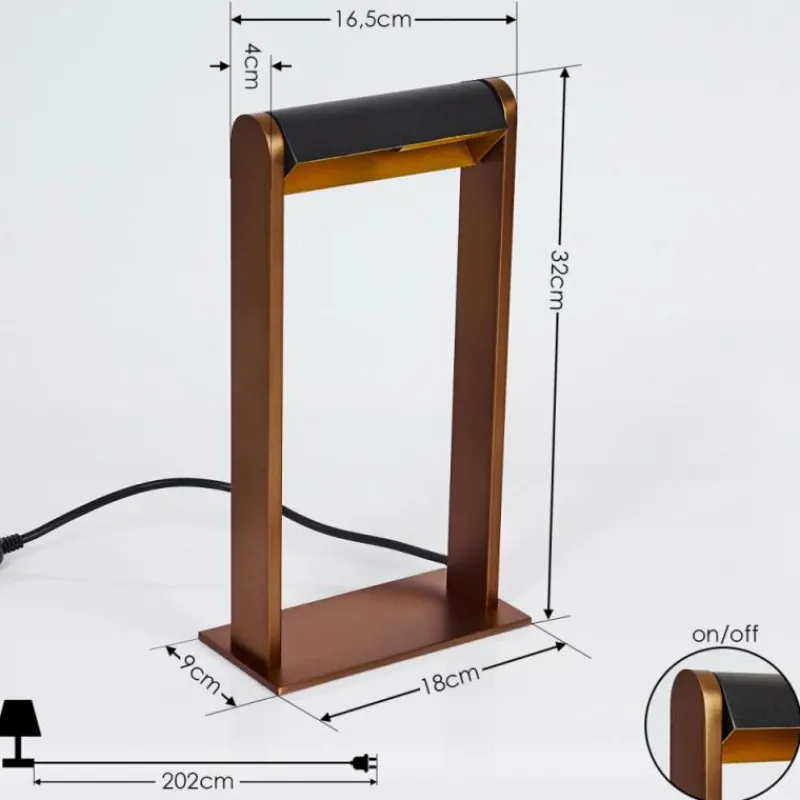 hofstein Lampe de table Denhigh LED Cuivre, Noir, 1 lumière* Lampes À Poser