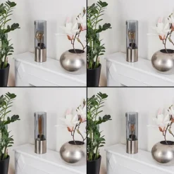 Suspension Verre Fumé-hofstein Lampe de table Dulcita Nickel mat, 1 lumière