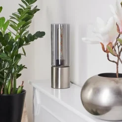 Suspension Verre Fumé-hofstein Lampe de table Dulcita Nickel mat, 1 lumière