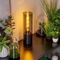 Suspension Verre Fumé-hofstein Lampe de table Dulcita Noir, 1 lumière