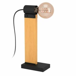 Lampes En Bois-Luminaires Eglo Lampe de table Eglo BAILRIGG Écru, Noir, 1 lumière
