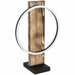 Lampes En Bois-Luminaires Eglo Lampe de table Eglo BOYAL LED Brun, Noir, 1 lumière