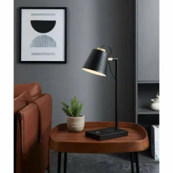 Lampes En Bois-Luminaires Eglo Lampe de table Eglo LACEY-QI LED Brun, Noir, 1 lumière