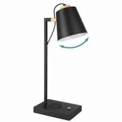 Lampes En Bois-Luminaires Eglo Lampe de table Eglo LACEY-QI LED Brun, Noir, 1 lumière