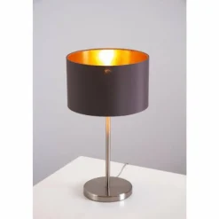 Lampes En Tissu-Luminaires Eglo Lampe de table Eglo Leuchten Maserlo Nickel mat, 1 lumière