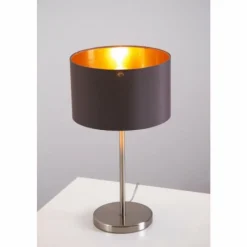 Lampes En Tissu-Luminaires Eglo Lampe de table Eglo Leuchten Maserlo Nickel mat, 1 lumière