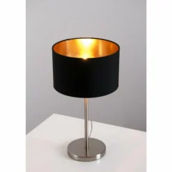 Lampes En Tissu-Luminaires Eglo Lampe de table Eglo Leuchten Maserlo Nickel mat, 1 lumière