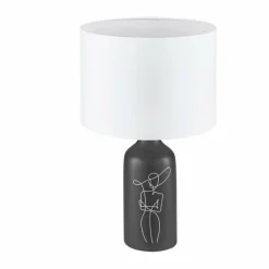 Lampes En Tissu-Luminaires Eglo Lampe de table Eglo VINOZA Noir, 1 lumière