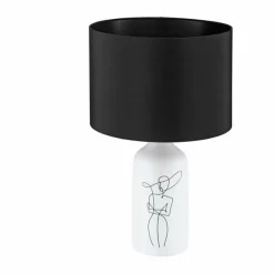 Lampes En Tissu-Luminaires Eglo Lampe de table Eglo VINOZA Blanc, 1 lumière