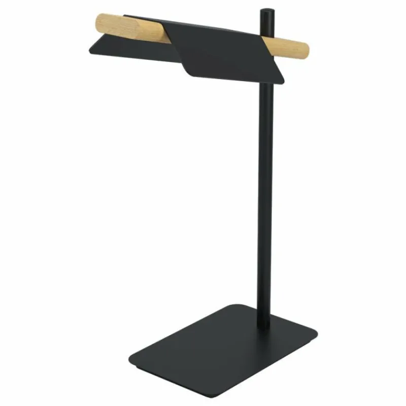 Lampes En Bois-Luminaires Eglo Lampe de table Eglo-Leuchten ERMUA LED Brun, Noir, 1 lumière