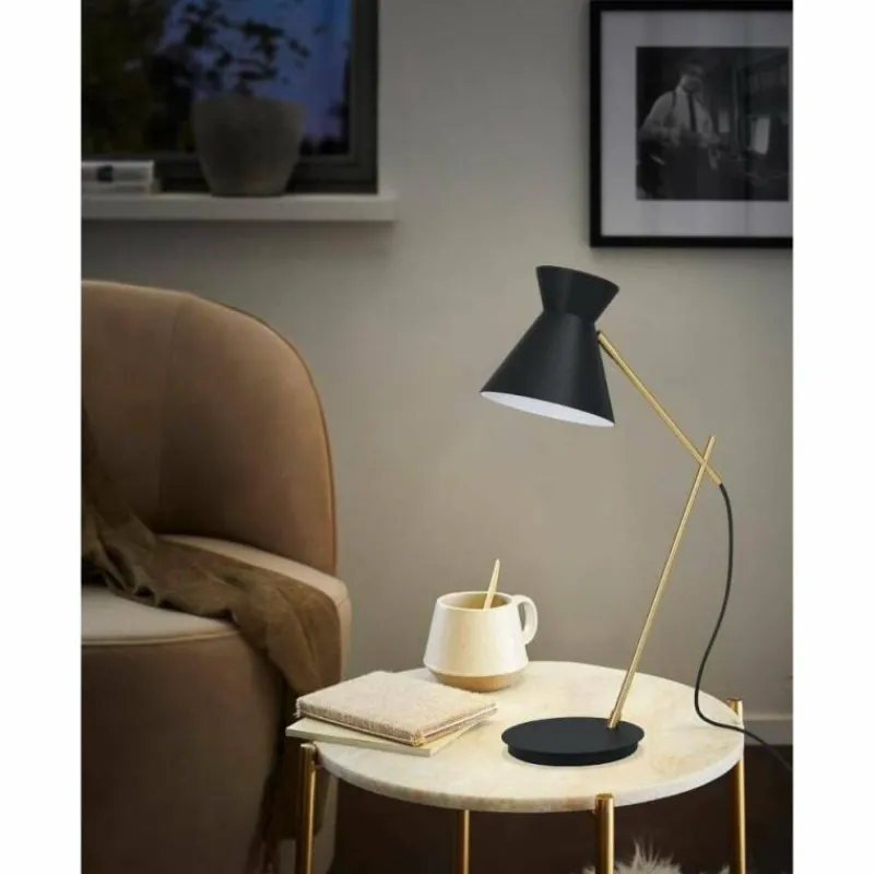 Luminaires Eglo Lampe de table Eglo-Leuchten AMEZAGA Laiton, Noir, 1 lumière* Lampes À Poser