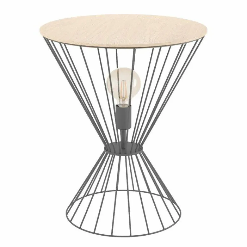 Lampes En Bois-Luminaires Eglo Lampe de table Eglo-Leuchten DESIERTO Brun, Noir, 1 lumière