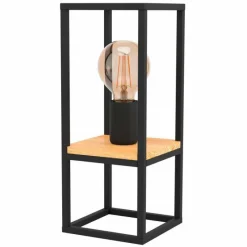 Lampes En Bois-Luminaires Eglo Lampe de table Eglo-Leuchten LIBERTAD Brun, Noir, 1 lumière