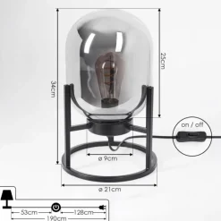 Suspension Verre Fumé-hofstein Lampe de table Elvange Noir, 1 lumière
