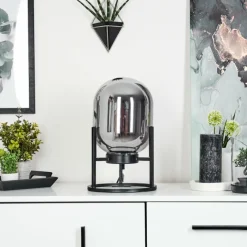 Suspension Verre Fumé-hofstein Lampe de table Elvange Noir, 1 lumière