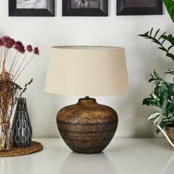 Lampes En Tissu-hofstein Lampe de table Exchange Brun, Blanc, 1 lumière