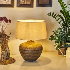 Lampes En Tissu-hofstein Lampe de table Exchange Brun, Blanc, 1 lumière