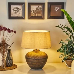 Lampes En Tissu-hofstein Lampe de table Exchange Brun, Blanc, 1 lumière