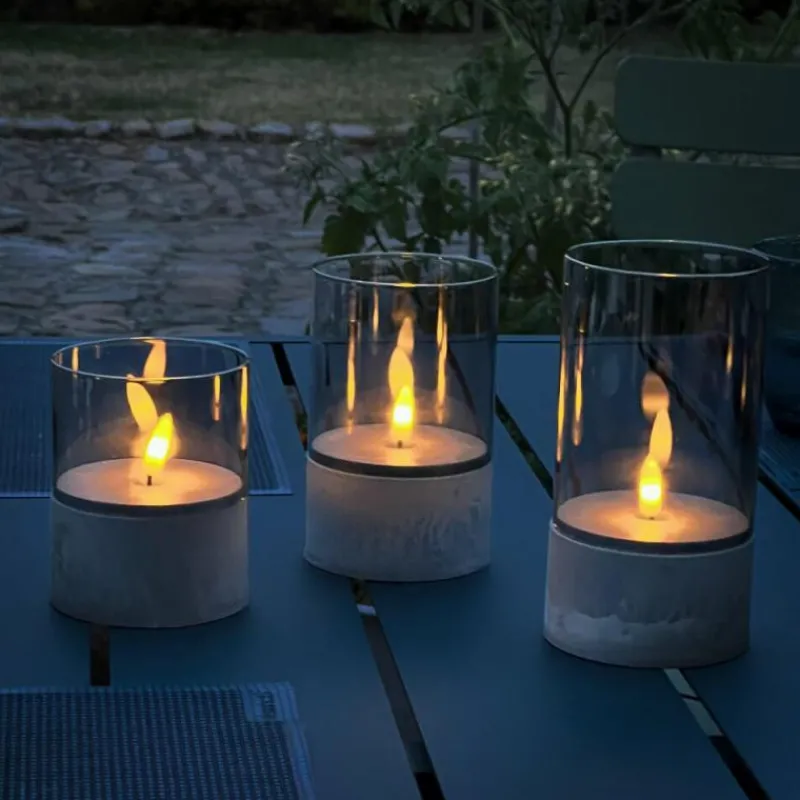 Suspension Verre Fumé-Luminaires Brilliant Lampe de table extérieure, set de 3 Brilliant Bougie LED Gris, 1 lumière